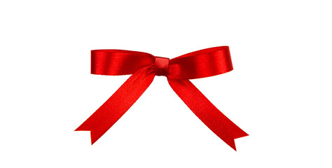 Shiny red ribbon on white background with copy space