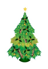 Christmas Tree of Green Maple Leaves with Ornament