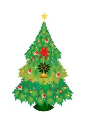Christmas Tree of Maple Leaves with Christmas Ornament