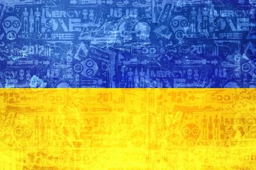 flag of ukraine - abstract conflict news background