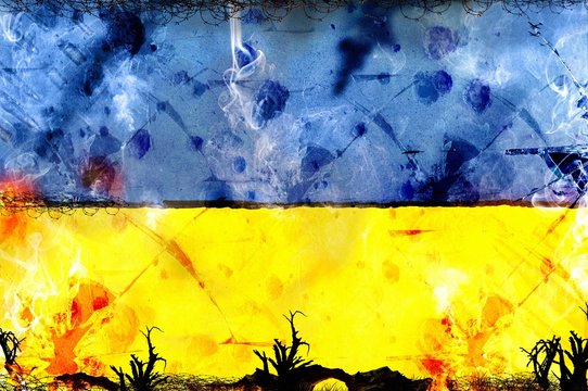 ukraine flag - political conflict strike concept