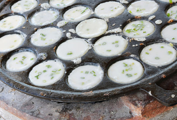 close up Kanom Krok , in open market Thailand