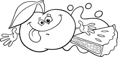 apple and pie cartoon coloring page
