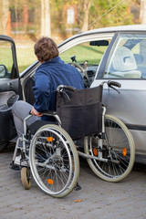 Fototapeta premium Disabled driver next his car
