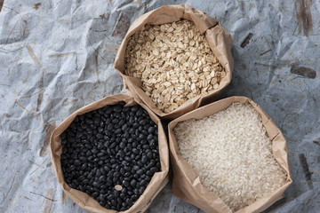 Overhead view of grains.