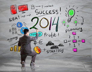 Business hand drawing business in year 2014