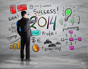 Business hand drawing business in year 2014