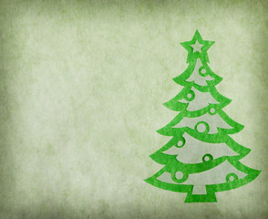 christmas tree make of paper on antique vintage paper background