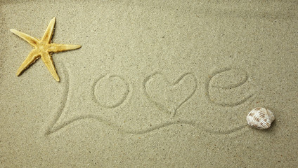 Fototapeta na wymiar Love in the sand