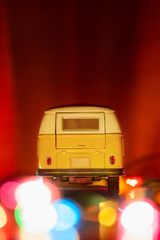 Van toy and light for postcard