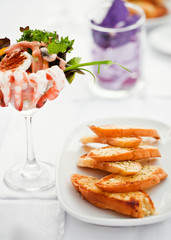 shrimp cocktail with toasts