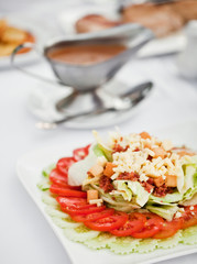 Delicious vegetable salad with sauce