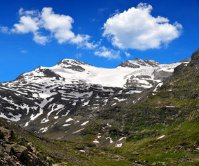 View on the Monte Moro pass in Swiss Alps