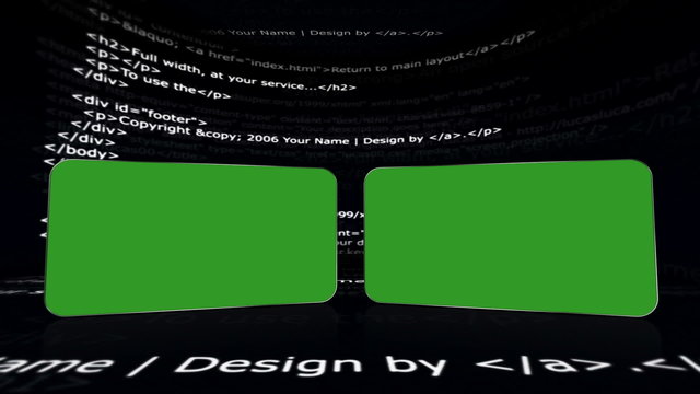 Two Green Screen Monitor in Html Room