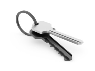 Two keys rendered and isolated on white