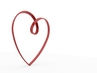 Red heart ribbon rendered on white