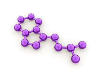 Purple molecule concept rendered on white
