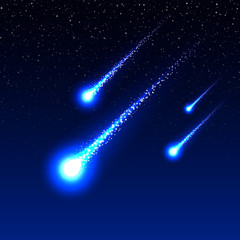 Meteor shower in the night sky © piai
