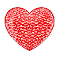 Red glossy heart with floral lace pattern