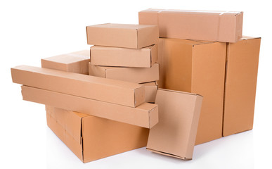 Different cardboard boxes isolated on white