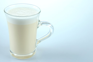 Cup of eggnog isolated on white