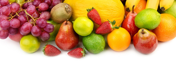 set of fruits isolated on white background