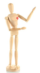 Wooden mannequin isolated on white