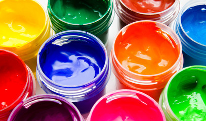 Gouache paint isolated on a white background