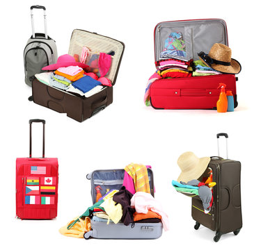 Collage of  luggage for travel