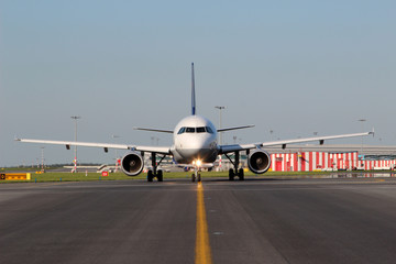 Aircraft taxiing on the runway
