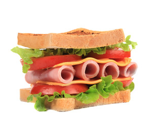 Fresh and tasty sandwich close up.