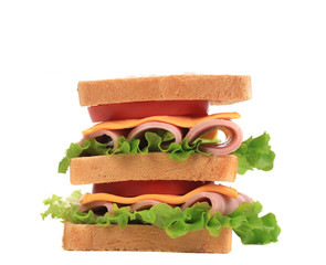 Big sandwich with fresh vegetables.