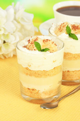 Delicious dessert with banana and caramel