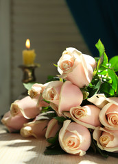Beautiful bouquet of roses, on dark background