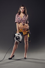 Portrait of sexy female carpenter