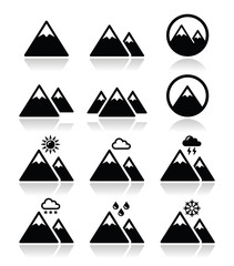 Fototapeta premium Mountain vector icons set