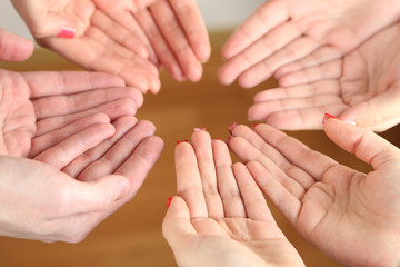 Muslim praying hands on light background