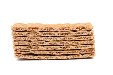 Stack of whole grain crisp bread.
