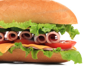 lose up of tasty sandwich with ham.