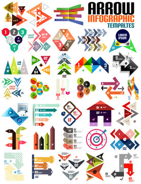 Set of geometric shape arrow info templates