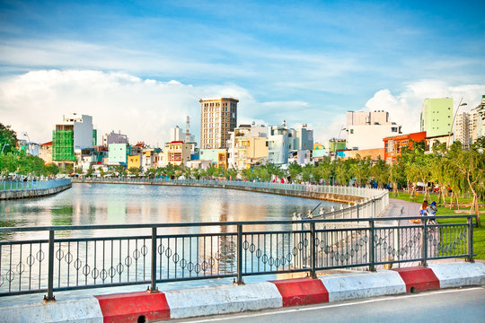 Panoramic view on  Ho Chi Minh City , Vietnam.