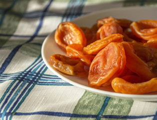 Dried apricots on a plate