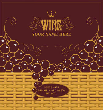 wine labels with grapes in a basket