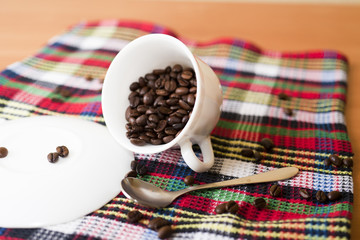 Coffee grains on a table