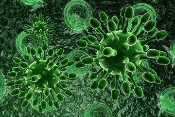 green bacterial intruder cells causing sickness