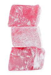 Close-up of Turkish delight isolated on white background