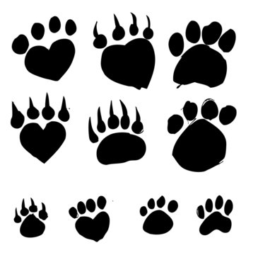 Animal foot print silhouettes