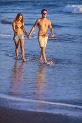 Lovely couple on beach.