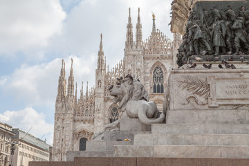 Monument near Milan Cathedral / Duomo di Milano