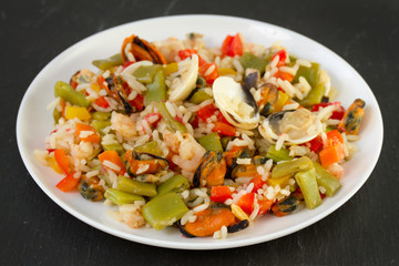 Fototapeta na wymiar seafood rice on plate